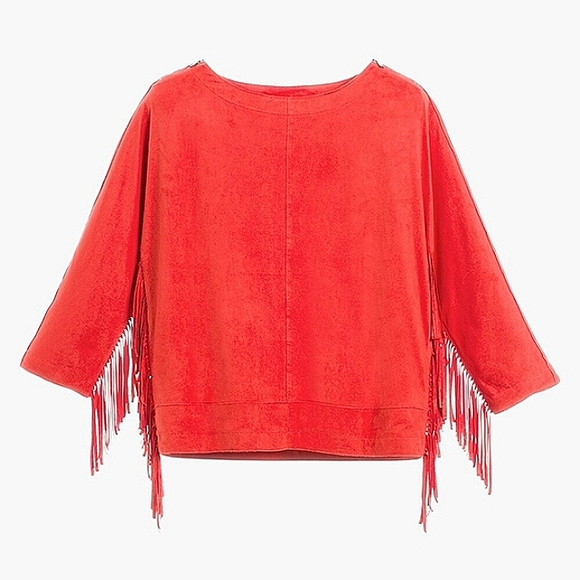 Chico's faux seude orange fringe top 3 XL 16 - Picture 2 of 12